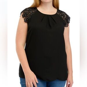 Philosophy Black Top with Lace Accents